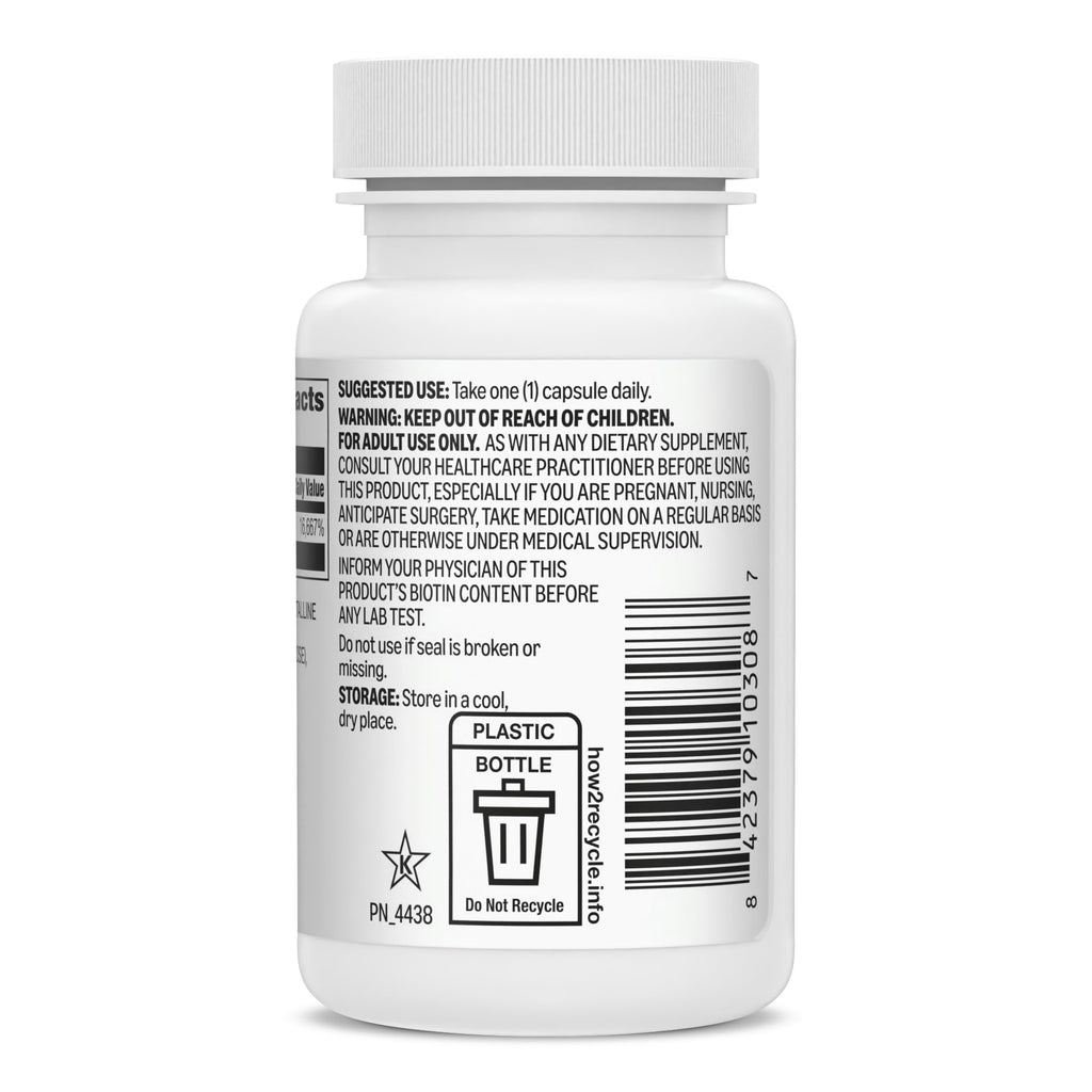 Amazon Basics Vegan Biotin 5000 mcg for Hair, Skin, Nails - 130 Capsules - image 6