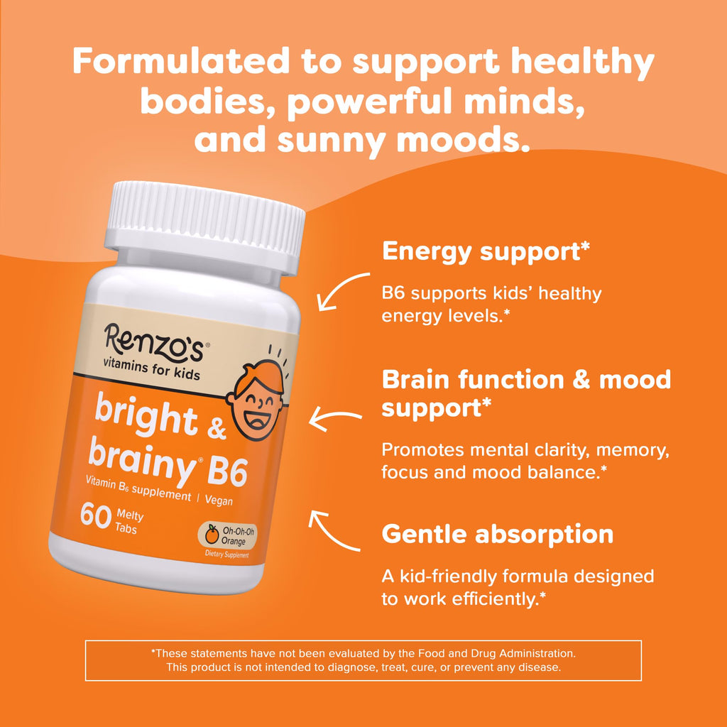 Renzo's Bright & Brainy Vitamin B6 Kids - 60 Melty Tabs - image 3