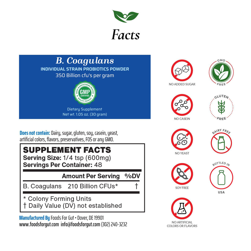 Foods For Gut Bacillus Coagulans Probiotic Powder - 30g - image 2