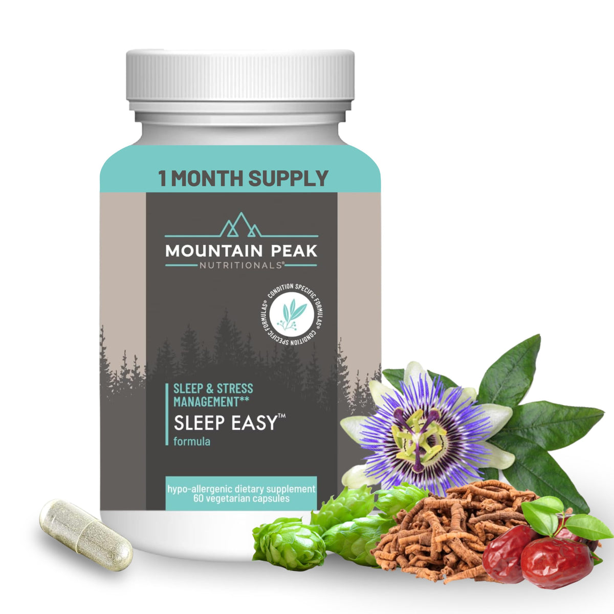 Mountain Peak Nutritionals Sleep Easy 5-HTP Melatonin Magnesium - 60 Capsules
