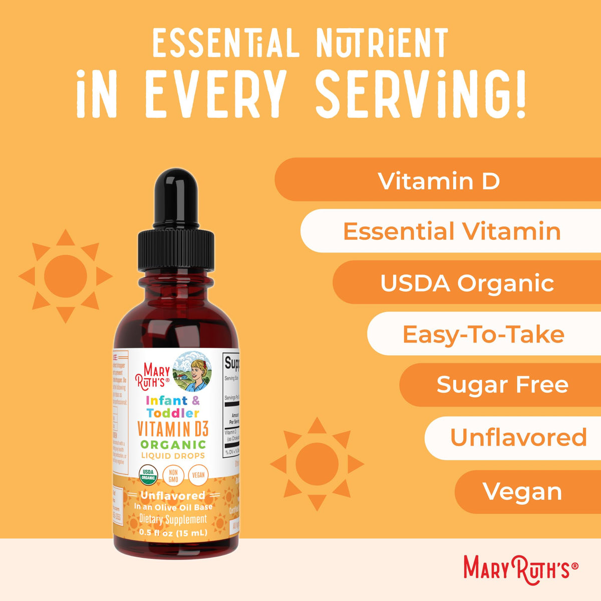 MARYRUTH'S Organic Infant & Toddler Vitamin D3 Liquid Drops - 0.5 oz - image 7