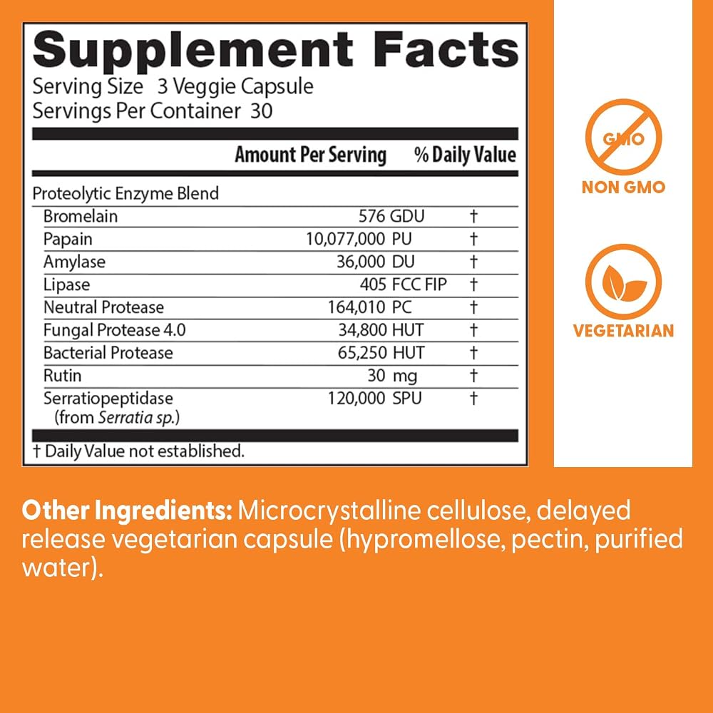 Doctor's Best Proteolytic Enzymes Supplement Bromelain - 90 Vegetarian Capsules - image 4