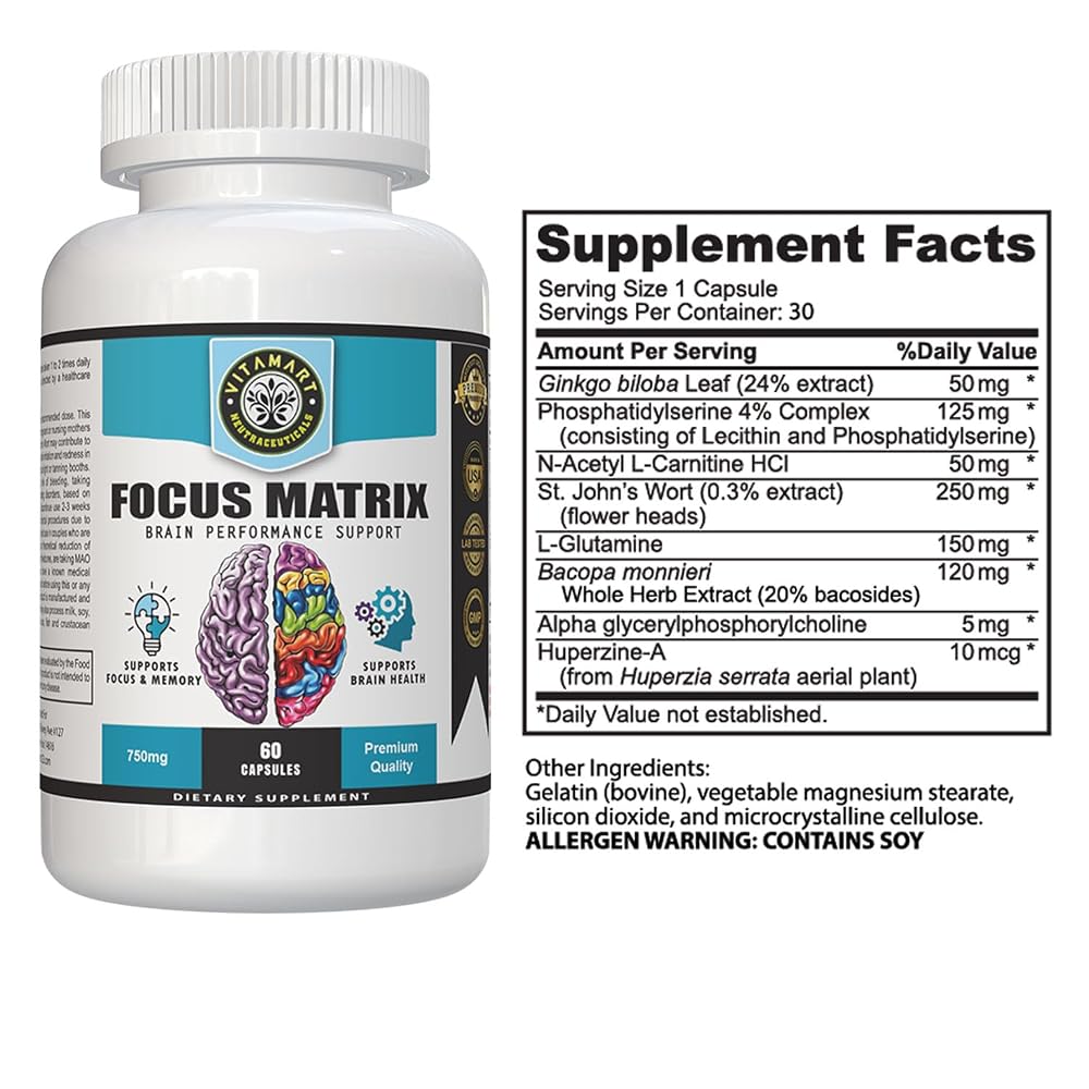 Vitamart Focus Matrix Brain Health Supplement - 30 Capsules - image 2