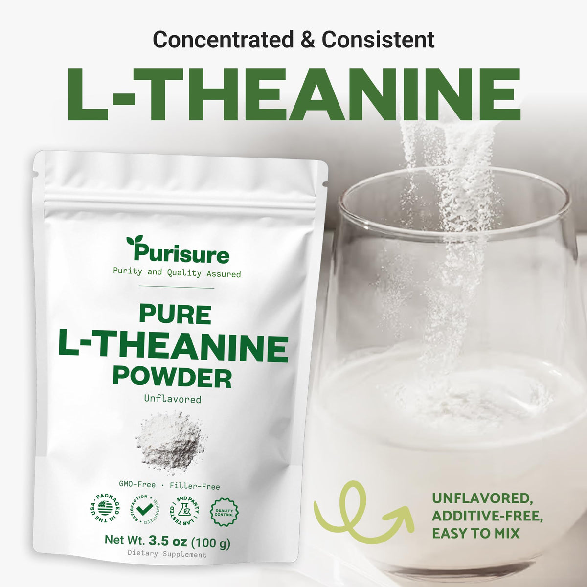 Purisure L-Theanine Powder for Relaxation and Focus - 100 g - image 5