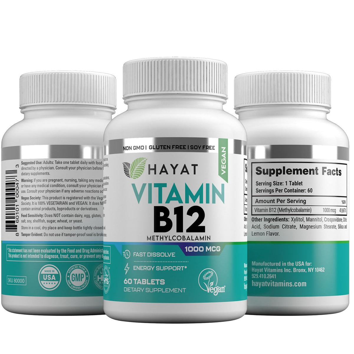 HAYAT Vitamin B12 1000 MCG Energy Metabolism Support - 60 Tablets - image 4