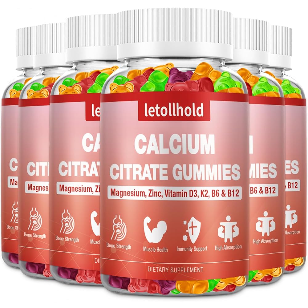 letollhold Calcium Citrate Gummies with Vitamin D3 & K2 - 300 Gummies