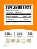 BulkSupplements L-Tryptophan 500mg Amino Acid - 240 Capsules - image 2