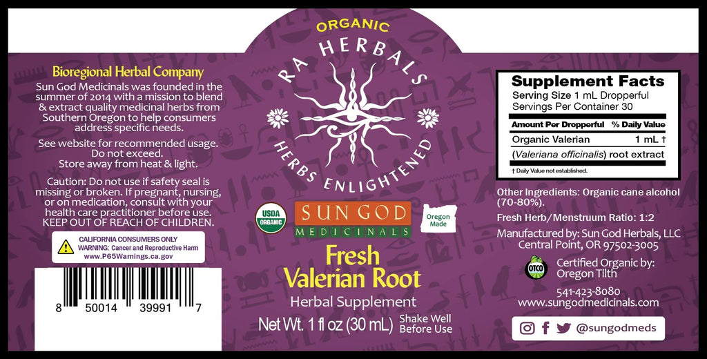 Sun God Medicinals Ra Herbals Valerian Root Liquid Extract for Relaxation - image 2