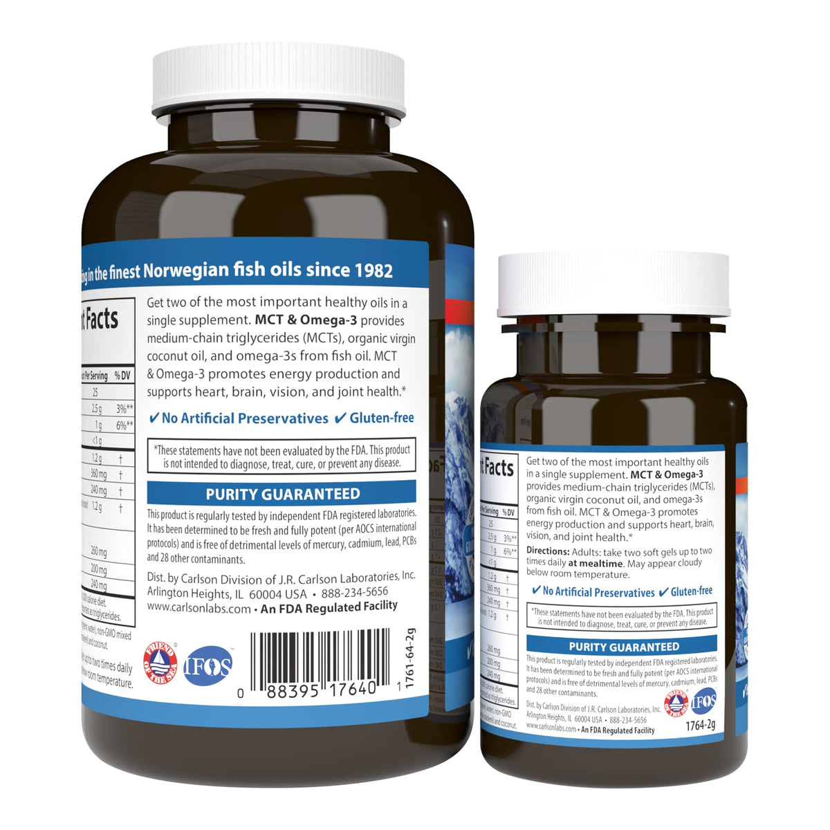Carlson MCT & Omega-3 Keto-Friendly Softgels - 150 Count - image 3