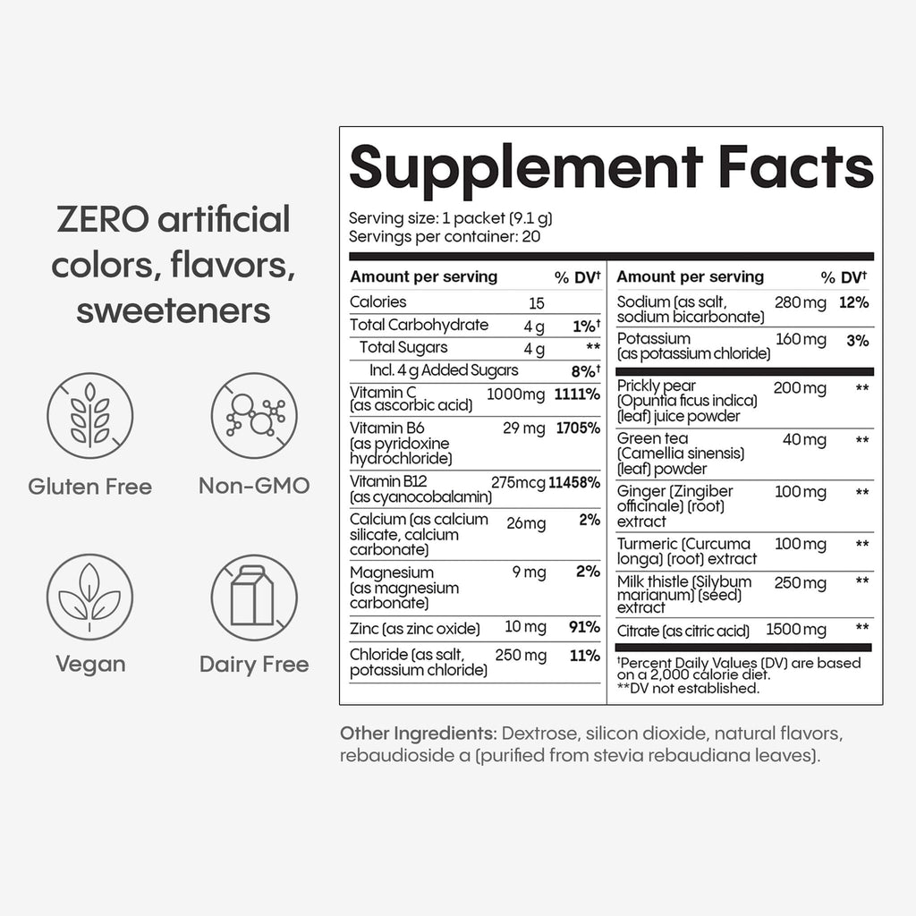 Hydralyte Plus Liver Support Hydration Packets - 7 Electrolytes