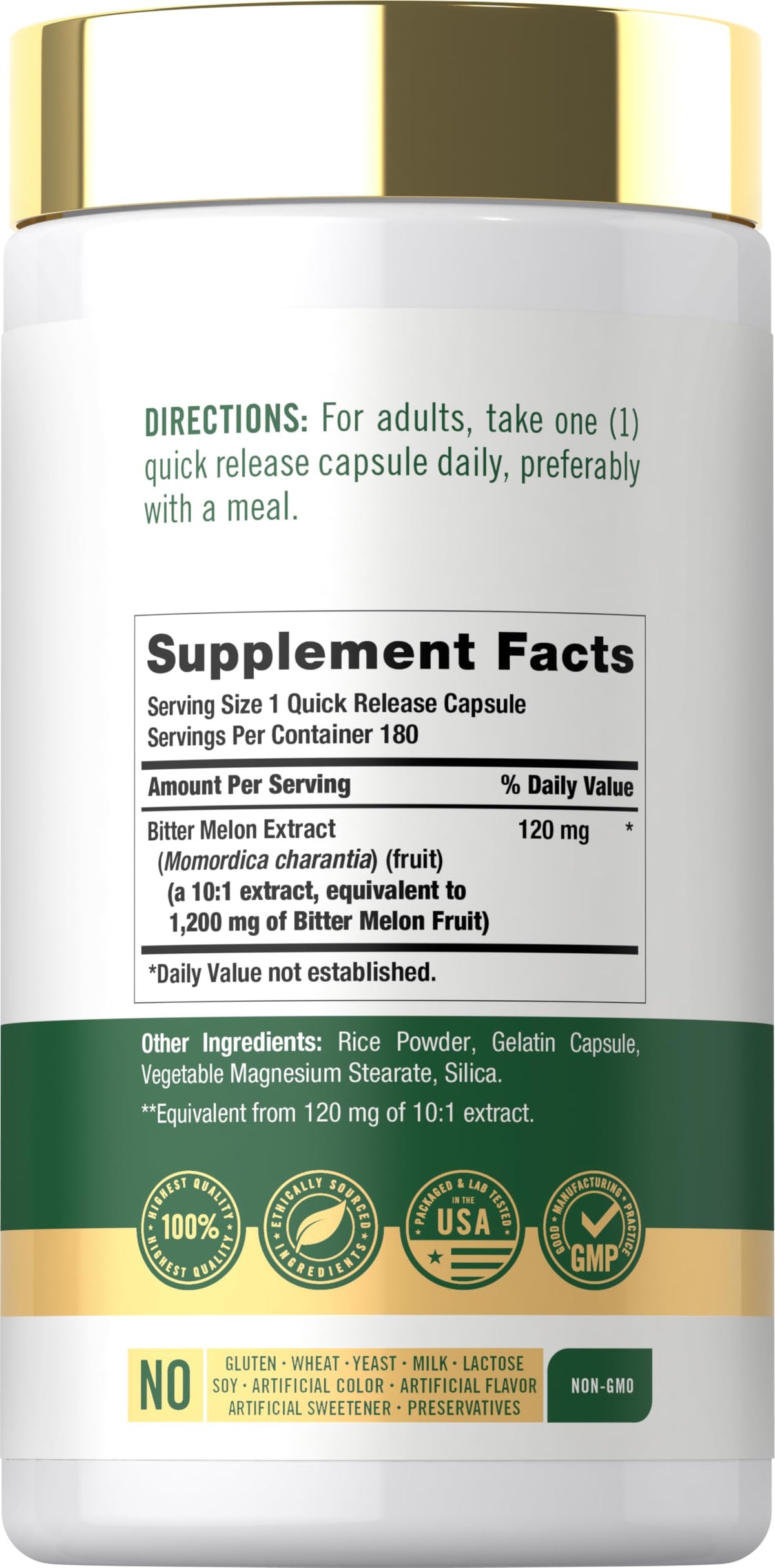 Carlyle Bitter Melon Extract Supplement - 180 Capsules - image 2