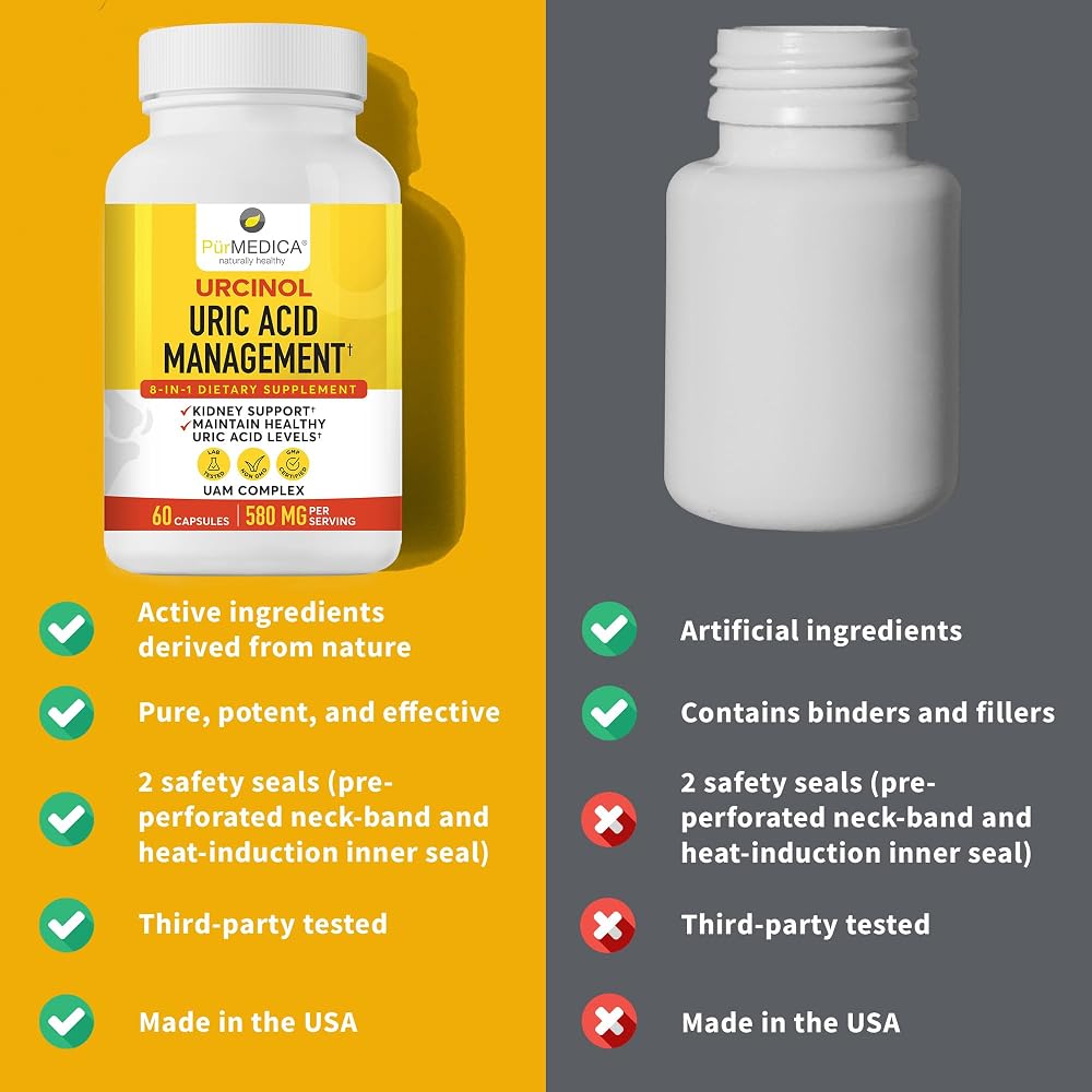 PurMEDICA Urcinol Uric Acid Supplement for Joint Support - 60 Capsules - image 7