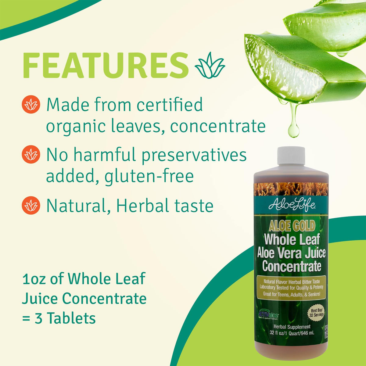 Aloe Life Whole Leaf Aloe Vera Juice Organic - 32 Fl Oz - image 4