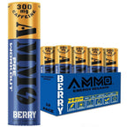 AMMO Pre Workout Berry Powder Extra Strength 300mg Caffeine - 12 Pack