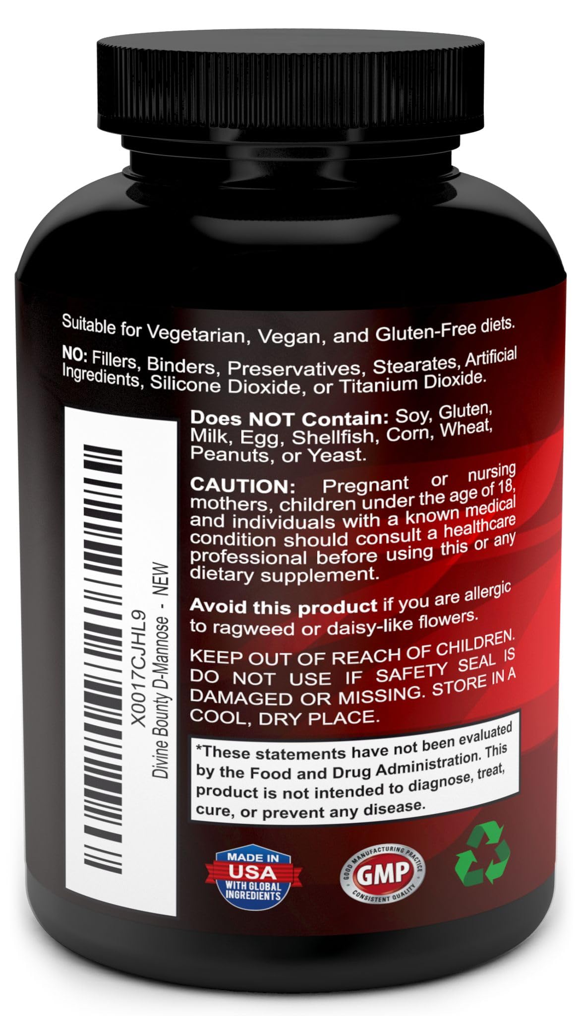 Divine Bounty D-Mannose 600mg with Cranberry & Dandelion - 120 Capsules - image 3