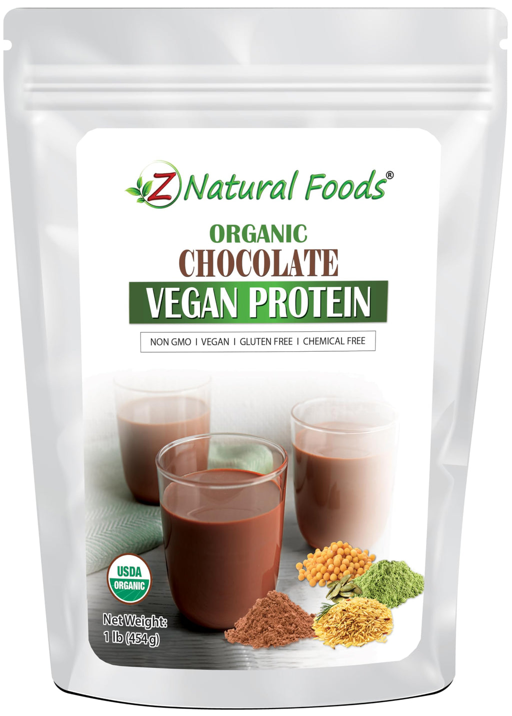 Z Natural Foods Organic Chocolate Vegan Protein Powder - 16 oz