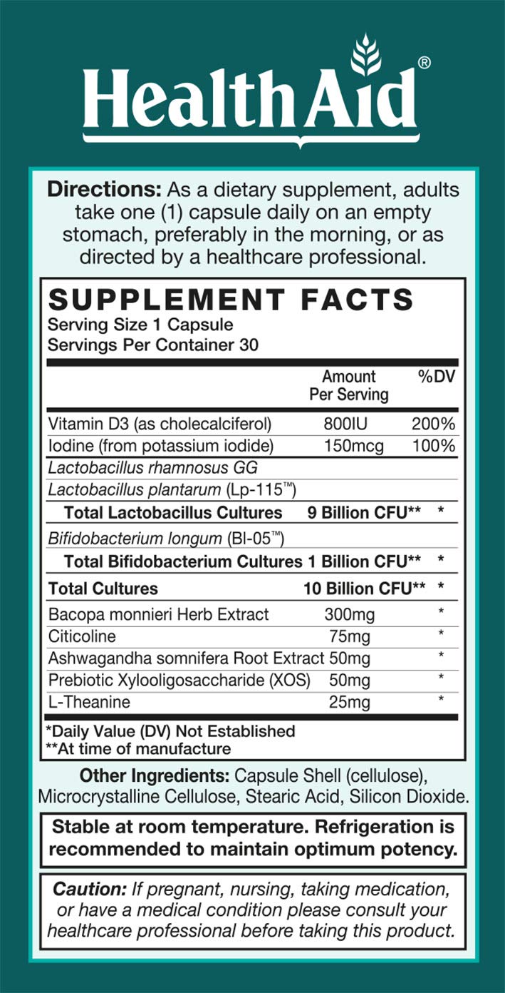 HealthAid FocusProbio Gut-Brain Support Probiotic - 60 Tablets - image 2