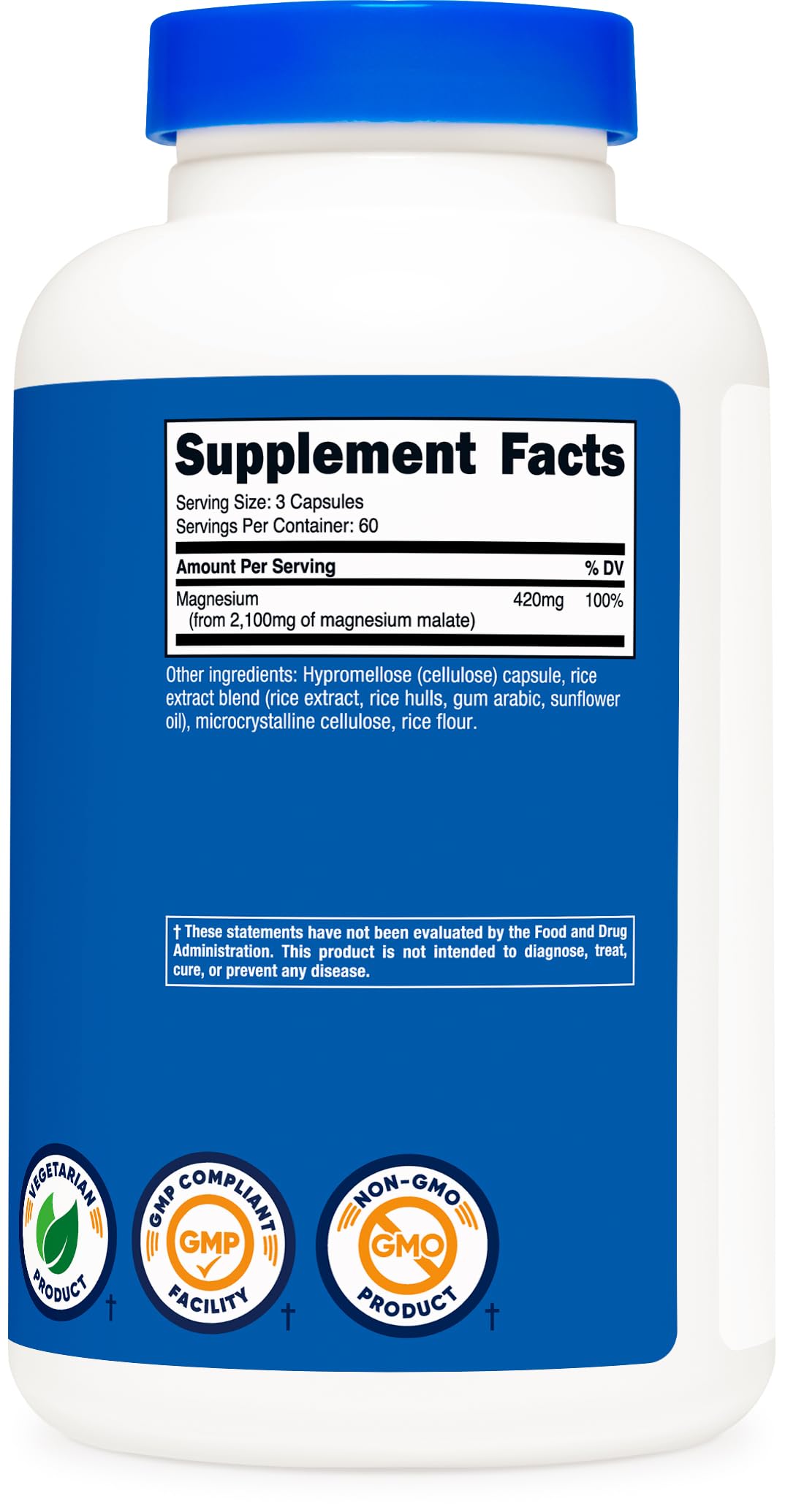 Nutricost Magnesium Malate 420mg - 180 Vegetarian Capsules - image 5