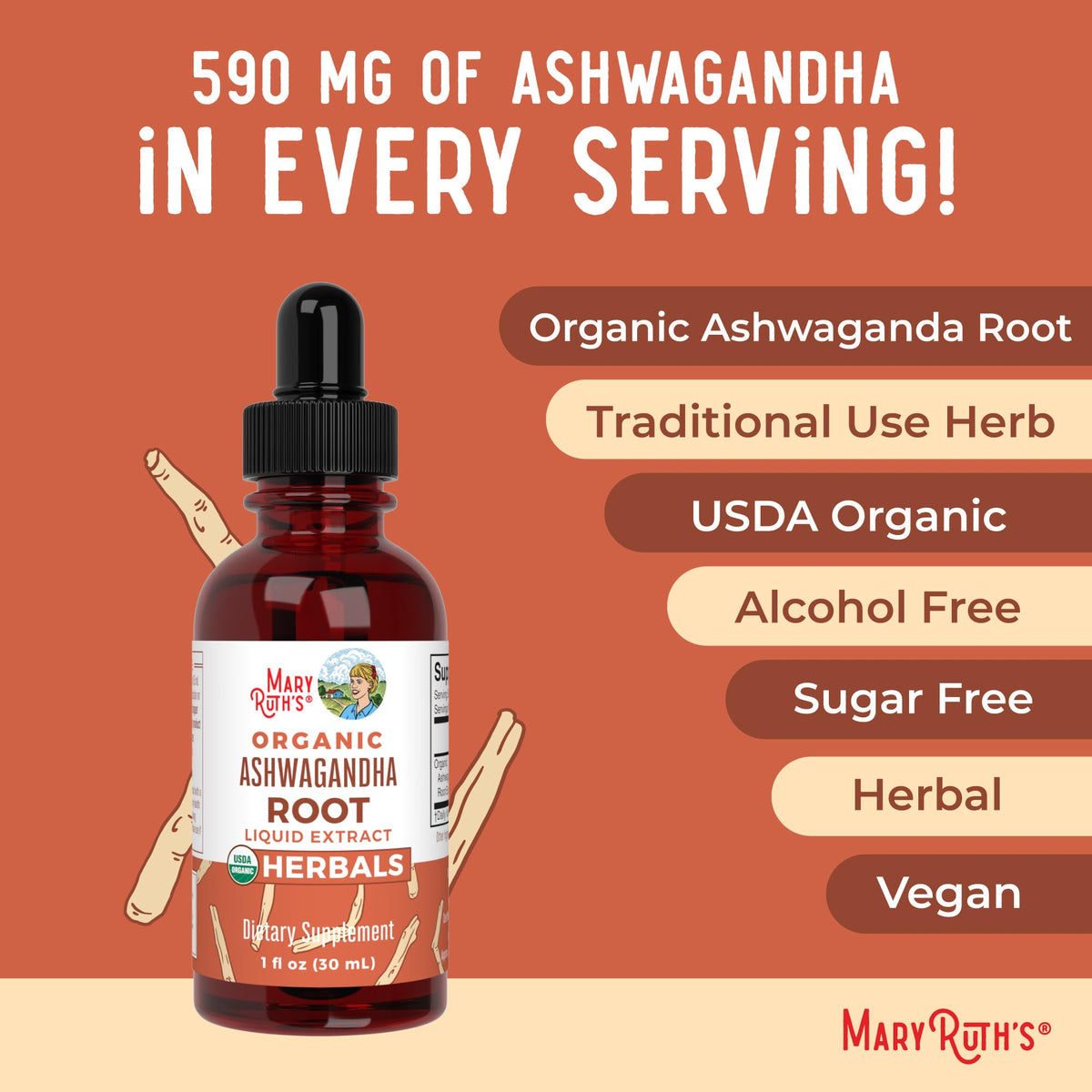 MARYRUTH'S Ashwagandha Root Liquid Drops Mood & Stress Support - 1 Fl Oz - image 7