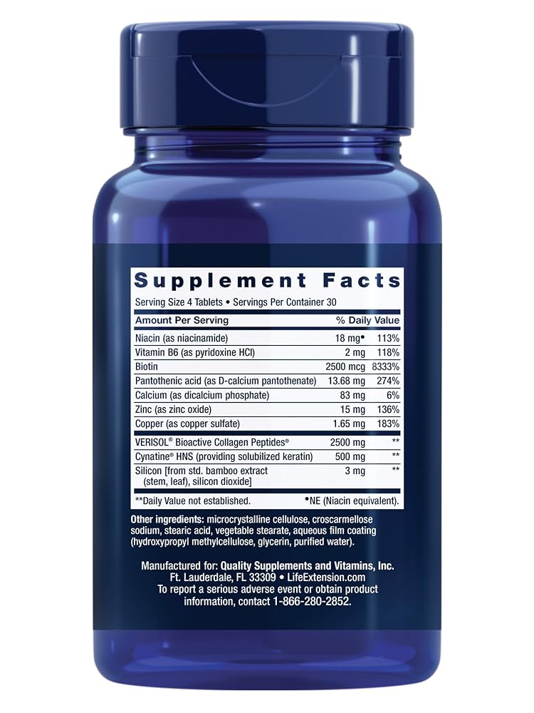 Life Extension Hair, Skin & Nails Collagen Plus - 120 Tablets - image 2