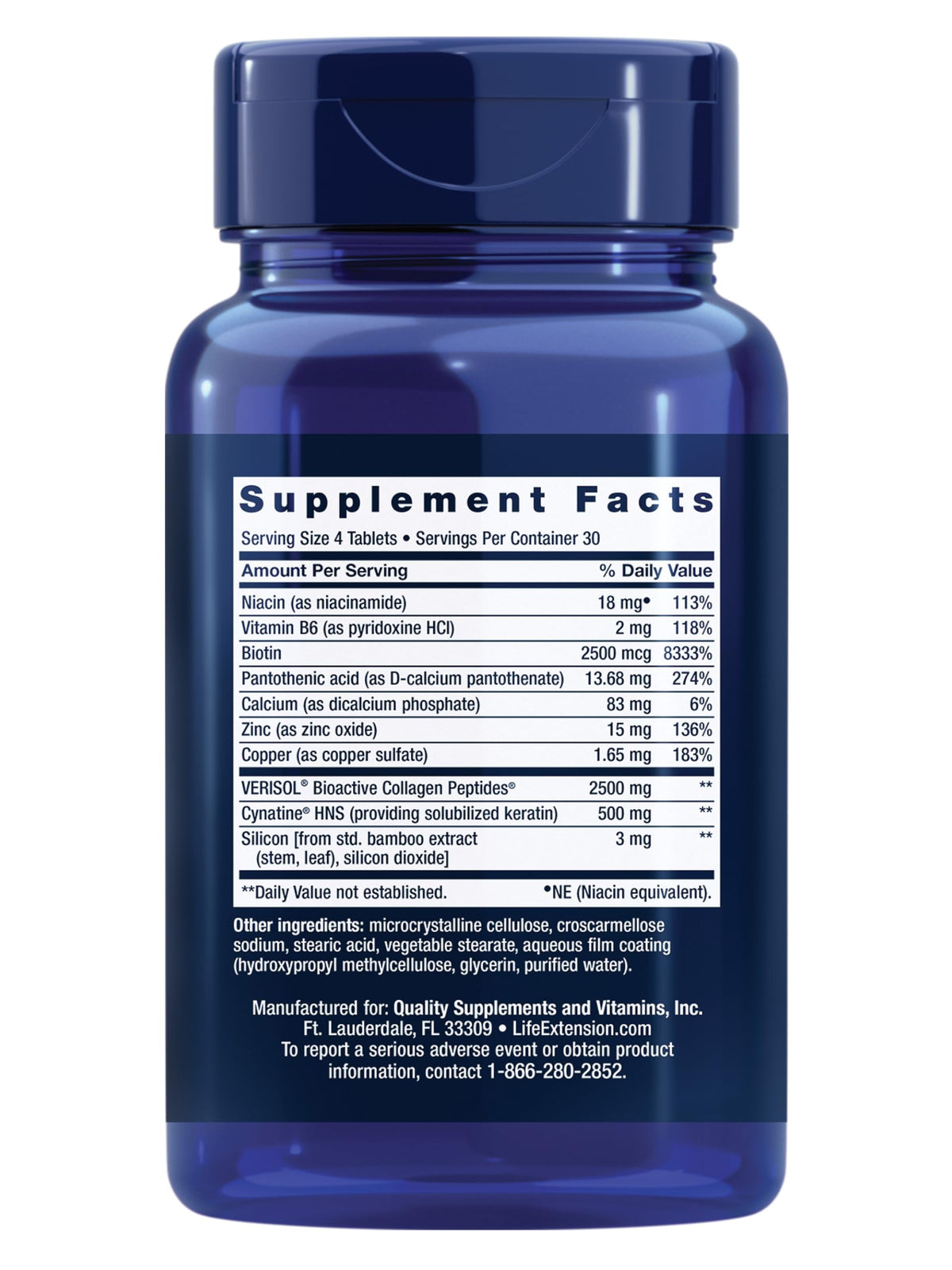 Life Extension Hair, Skin & Nails Collagen Plus - 120 Tablets - image 2