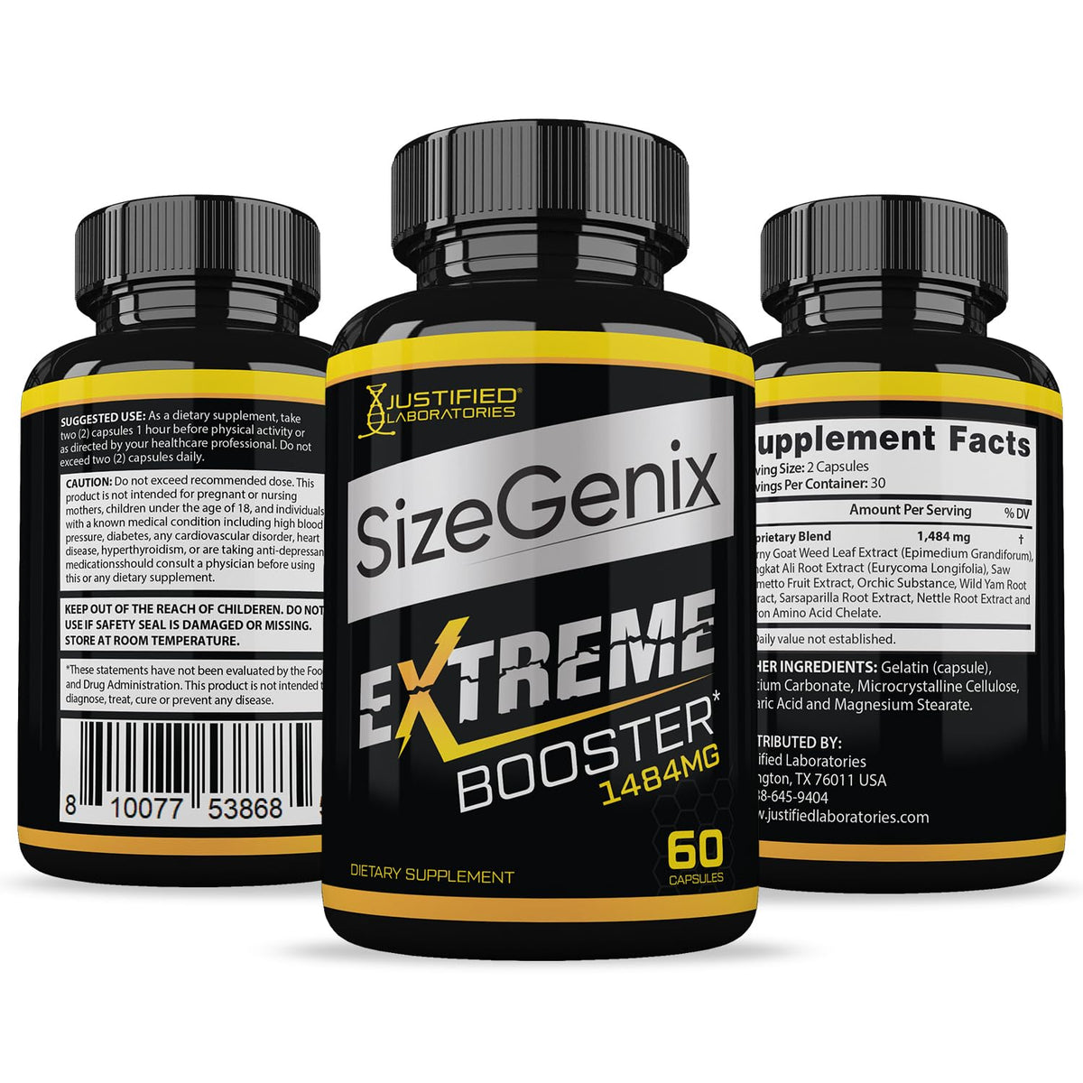 Justified Laboratories Sizegenix Men's Health Supplement - 180 Capsules - image 6