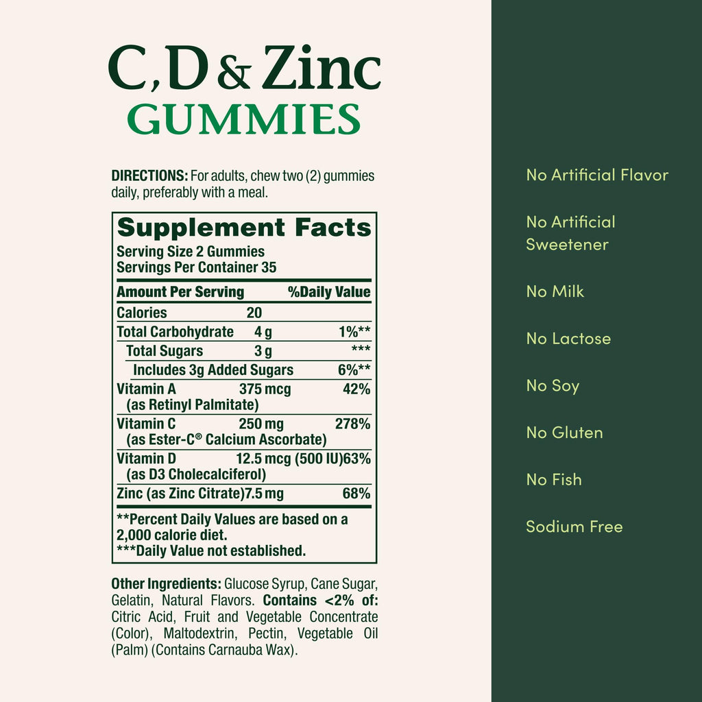 Nature's Bounty C, D, & Zinc Gummies Citrus Berry - 70 Count - image 6