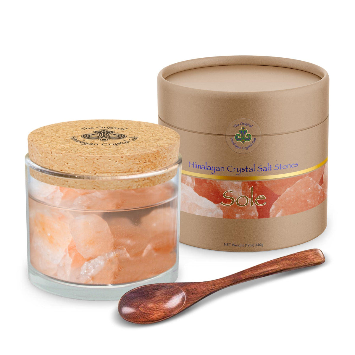 The Original Himalayan Crystal Salt Sole Jar + Salt Stones - 12 oz