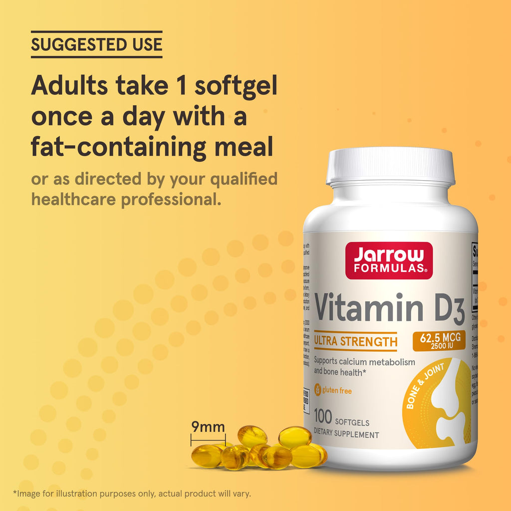 Jarrow Formulas Vitamin D3 2500 IU Immune Support - 100 Softgels - image 7