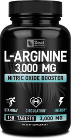 Zeal Naturals L-Arginine 3000mg Supplement - 150 Tablets