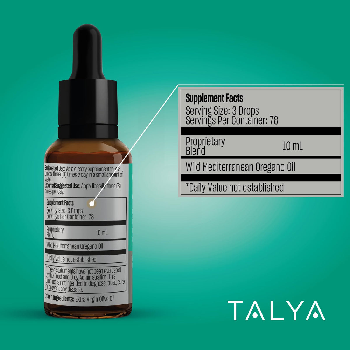 TALYA Oregano Oil 0.34 fl oz - Immune Support Liquid - image 5