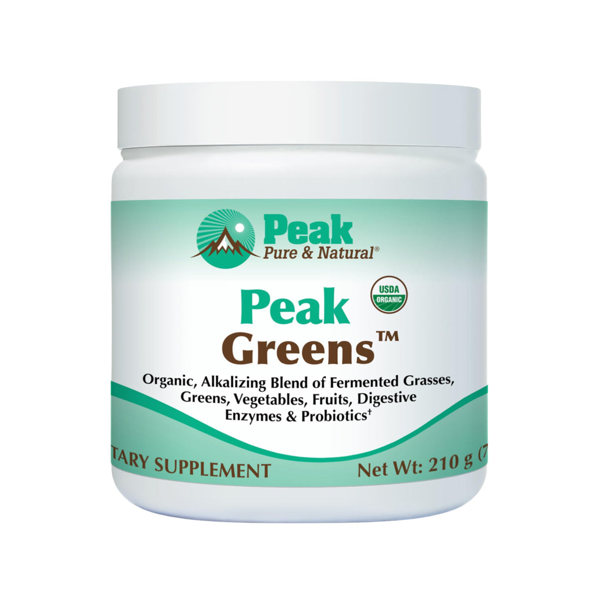 Peak Pure & Natural Greens Powder with Enzymes & Probiotics - 30 Servings