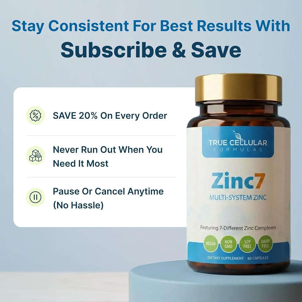True Cellular Formulas Zinc7: 7-in-1 Zinc Complex 50mg - Maximum