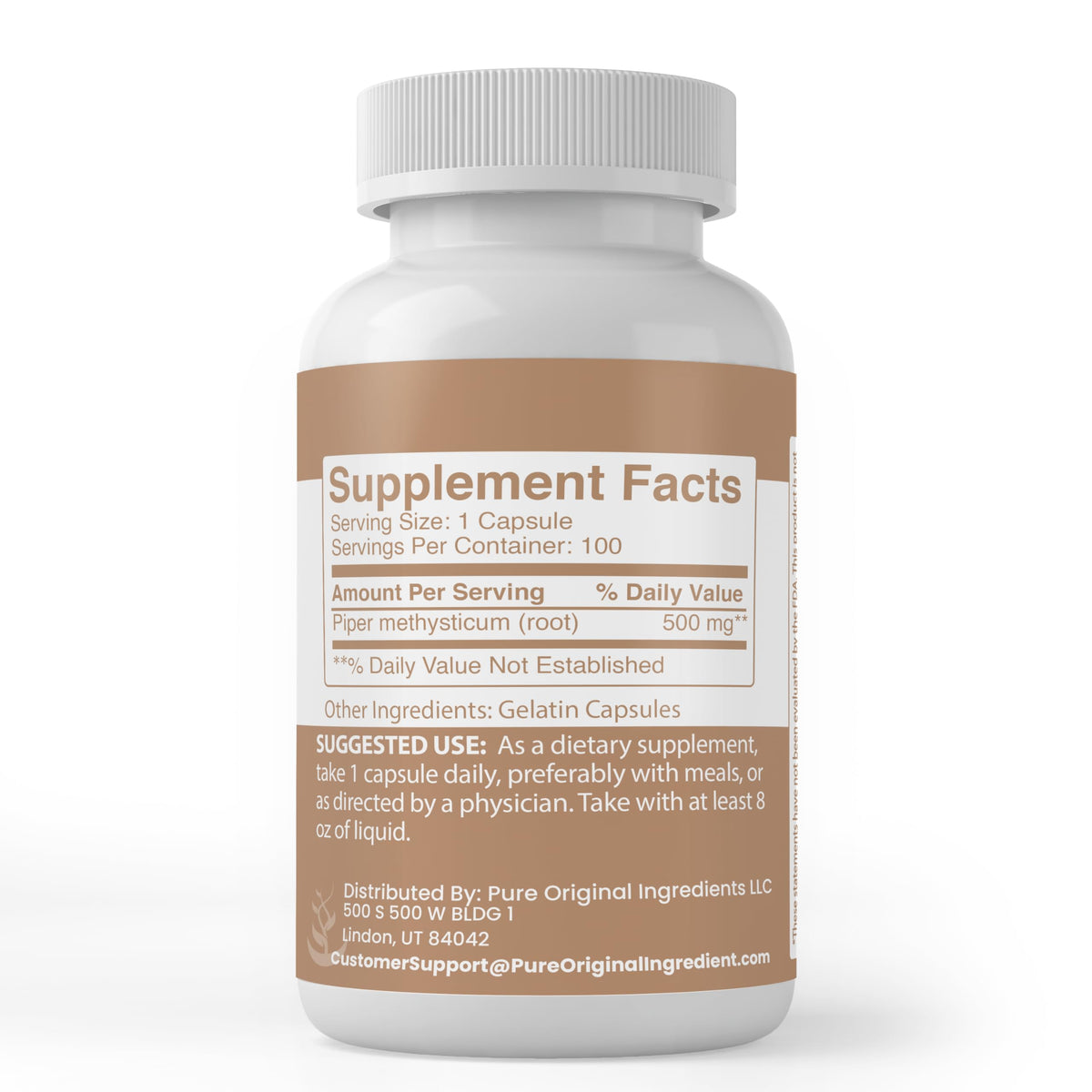 PURE ORIGINAL INGREDIENTS Kava Kava Extract - 100 Capsules - image 2