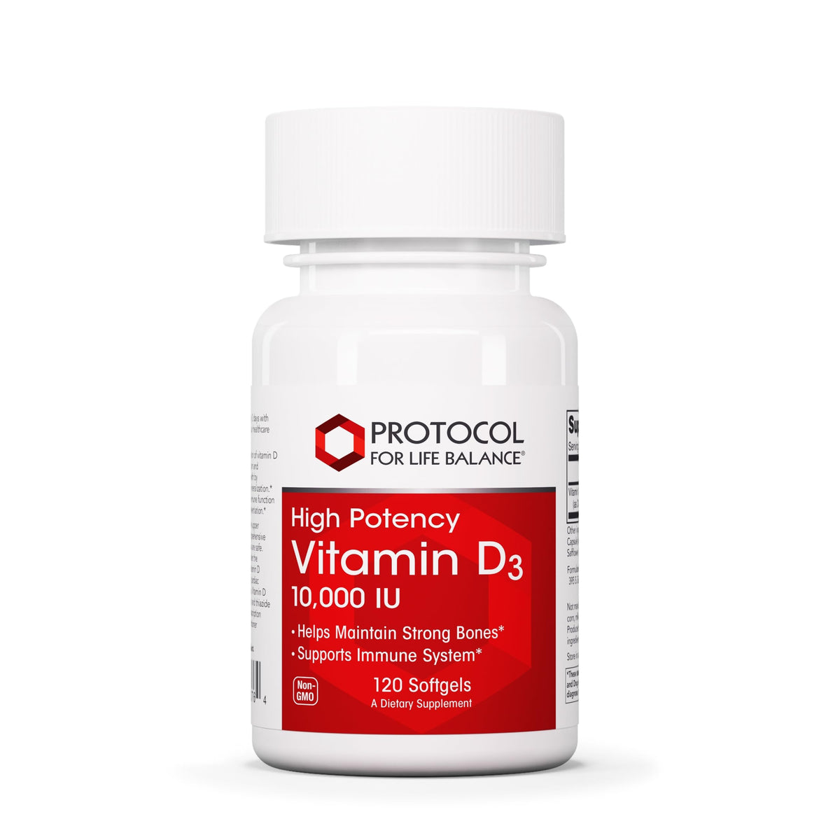 PROTOCOL FOR LIFE BALANCE Vitamin D3 10,000 IU Immune Support - 120 Softgels