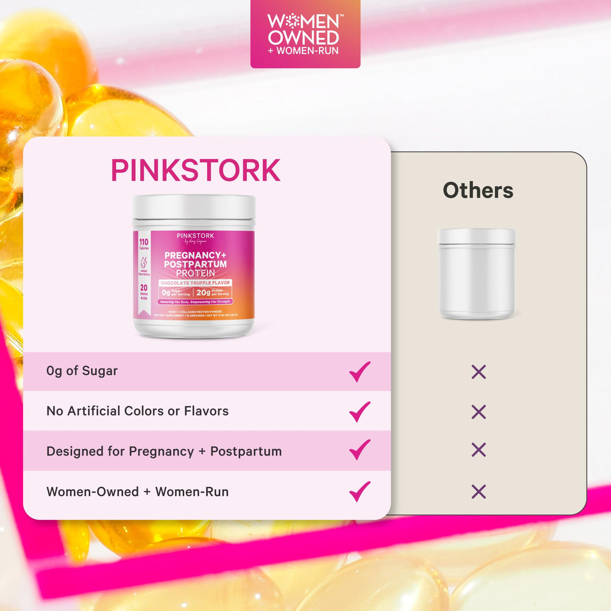 Pink Stork Pregnancy & Postpartum Protein Powder Chocolate - 15 Scoops - image 3
