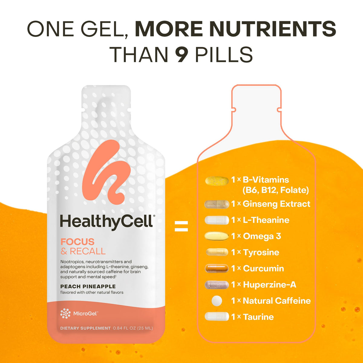 HealthyCell Focus & Recall Daily Liquid Brain Supplement - 30 Gel Packs - image 4