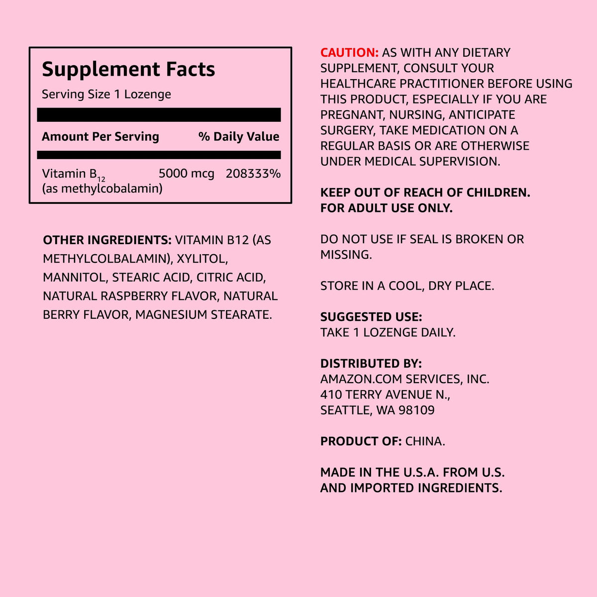 Amazon Elements Vitamin B12 Methylcobalamin 5000 mcg - 65 Lozenges - image 2