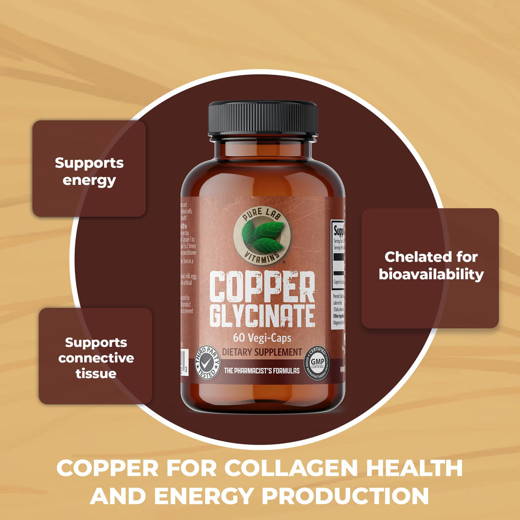 Pure Lab Vitamins Copper Glycinate 1 mg - 60 Vegetarian Capsules - image 3