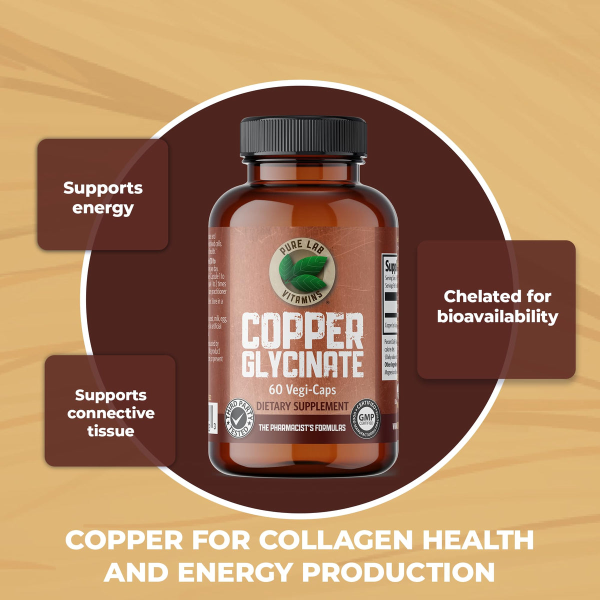 Pure Lab Vitamins Copper Glycinate 1 mg - 60 Vegetarian Capsules - image 3