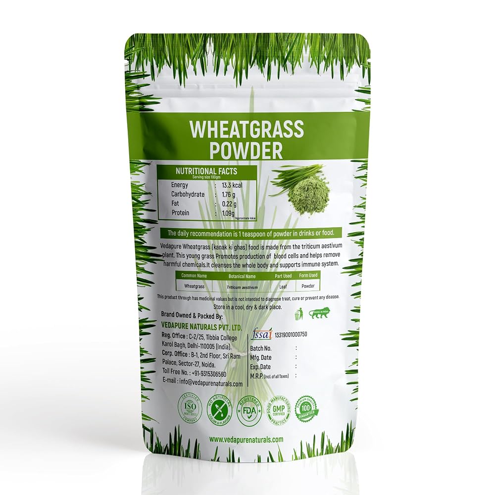 VEDAPURE Organic Wheat Grass Powder 100% Whole-Leaf - 3.5 oz - image 2