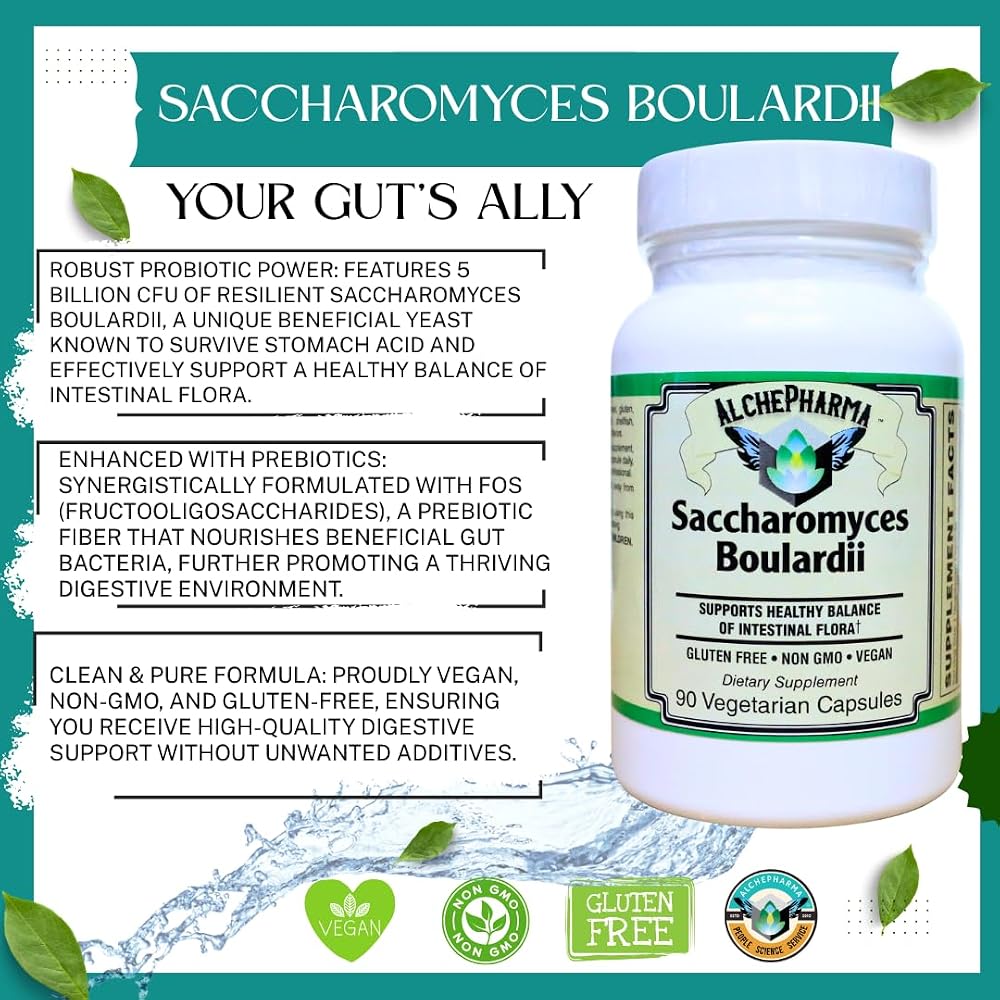 AlchePharma Saccharomyces Boulardii Probiotic - 90 Capsules - image 8