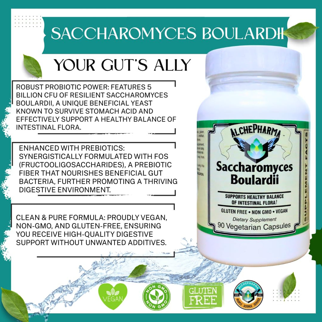 AlchePharma Saccharomyces Boulardii Probiotic - 90 Capsules - image 8