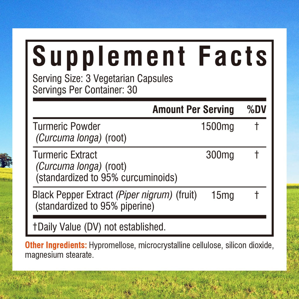 Innate Vitality Turmeric Curcumin 1800mg with Black Pepper - 90 Capsules - image 2