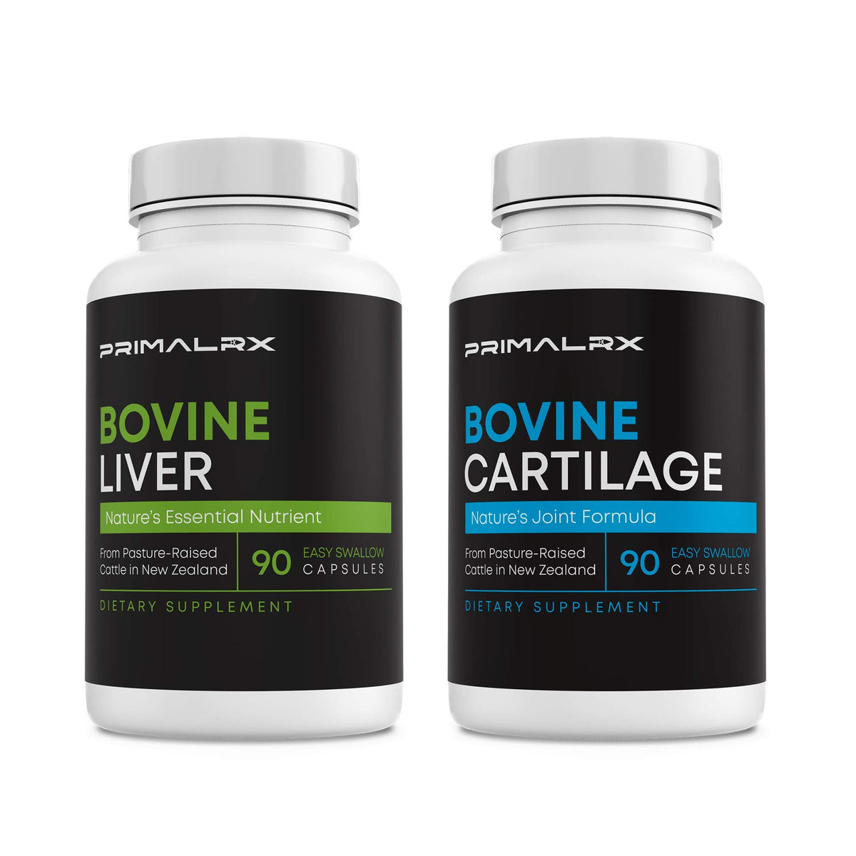 PRIMALRX Beef Liver & Beef Cartilage Supplement Bundle - 180 Capsules