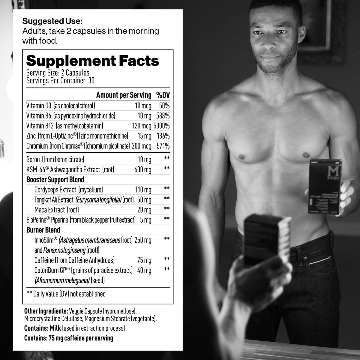 M Drive Boost and Burn Testosterone Booster & Fat Burner - 60 Capsules - image 3