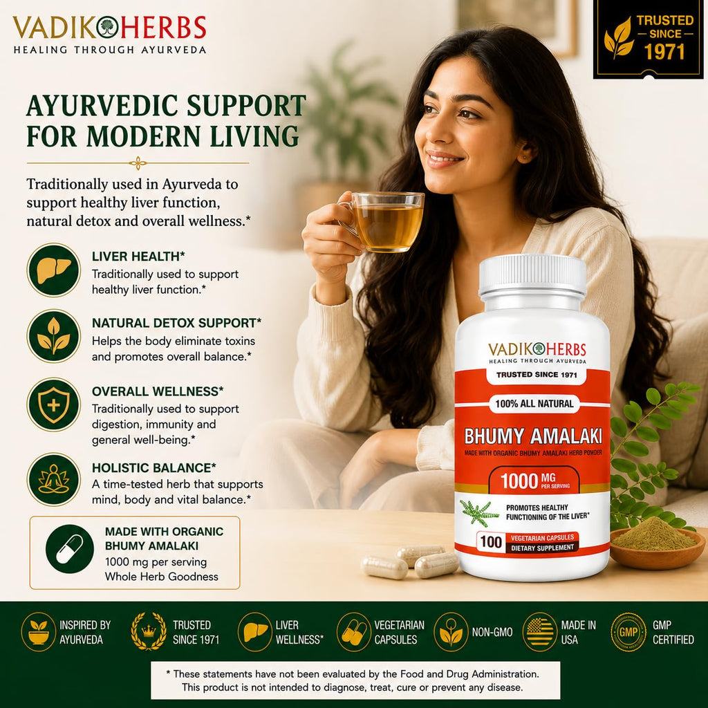 Vadik Herbs Organic Bhumy Amalaki Liver Support - 100 Capsules - image 4