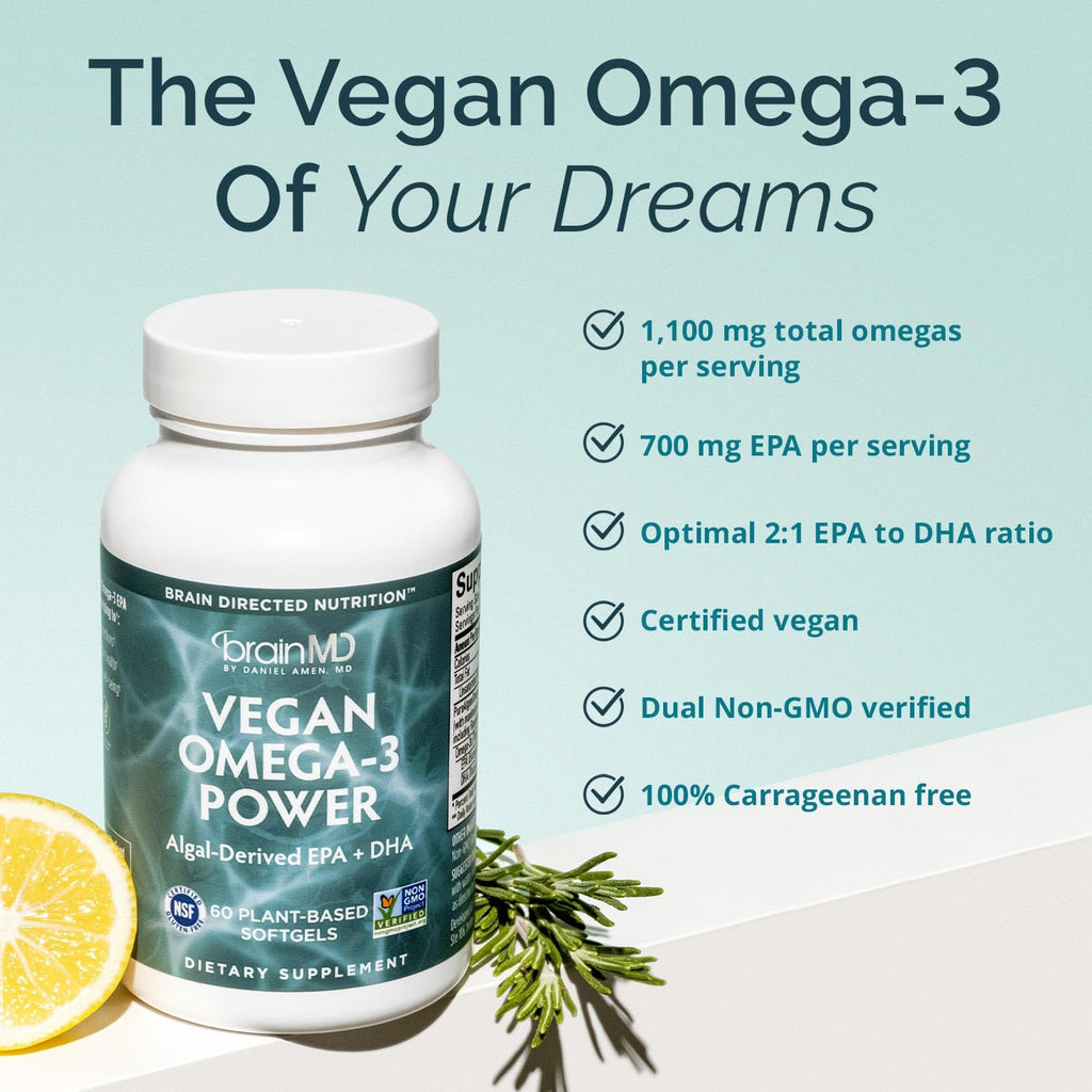 BrainMD Vegan Omega-3 Power Plant-Based Softgels - 60 Count - image 2