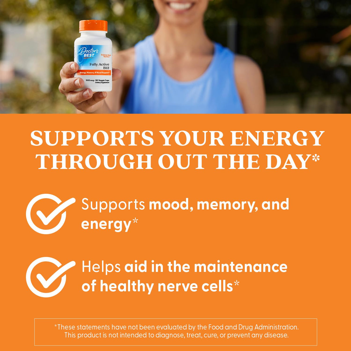Doctor's BEST Vitamin B12 Methylcobalamin Energy Support - 180 Capsules - image 6