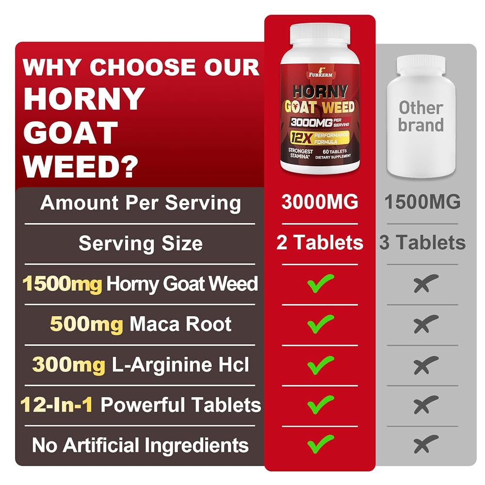 Fubkerm Horny Goat Weed 12 in 1 Male Performance - 60 Tablets - image 5